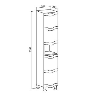 Пенал Runo правый с корзиной для белья Стиль 30 (00000001122)